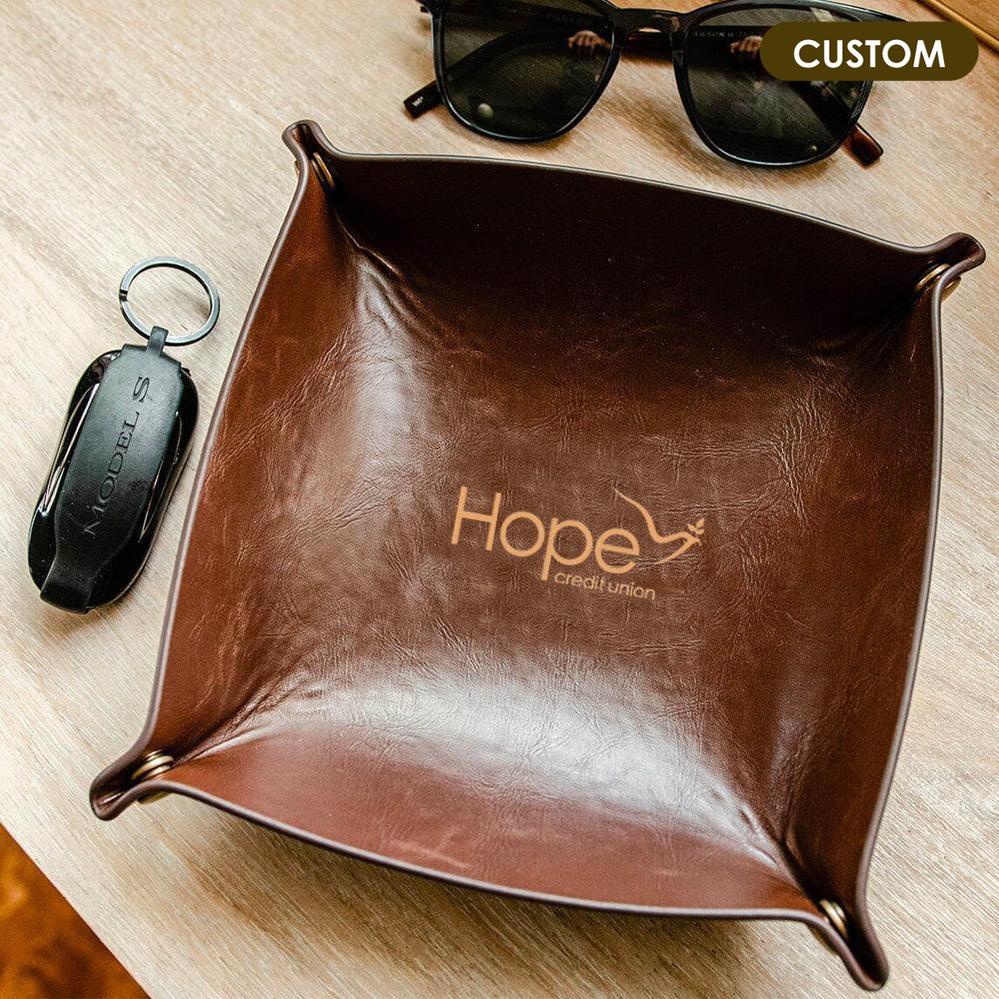 HCU Engraved Leather Catchall Tray