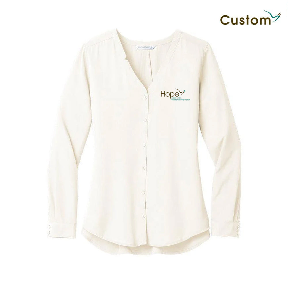 HCU Ladies Long Sleeve Button-Front Blouse