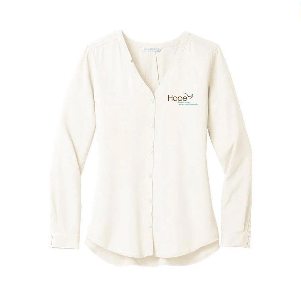 HCU Ladies Long Sleeve Button-Front Blouse
