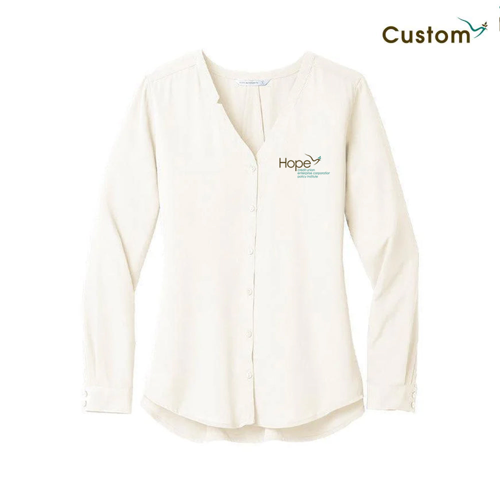 HCU Ladies Long Sleeve Button-Front Blouse