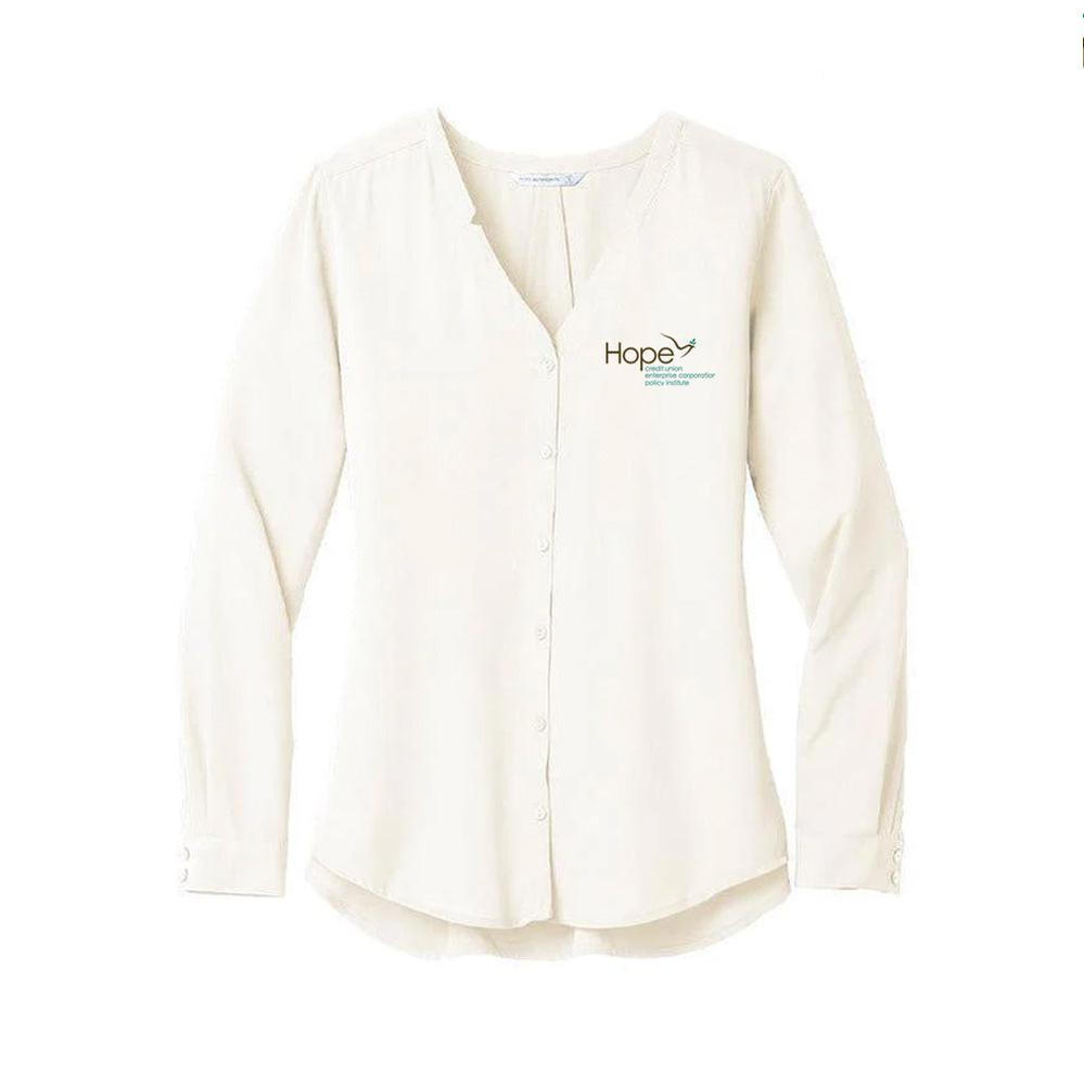 HCU Ladies Long Sleeve Button-Front Blouse