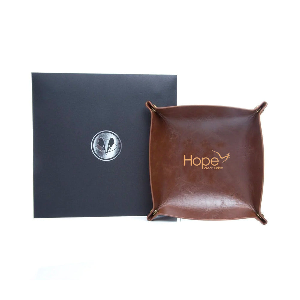 HCU Engraved Leather Catchall Tray