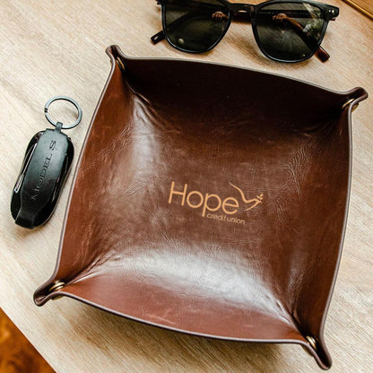 HCU Engraved Leather Catchall Tray