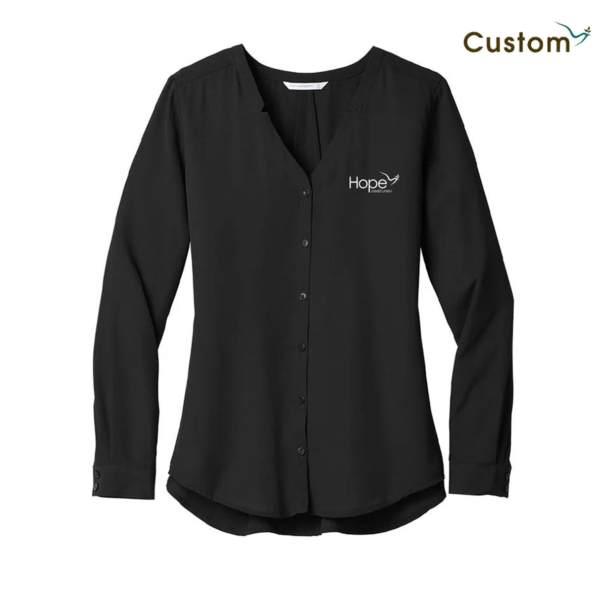 HOPE Ladies Long Sleeve Button-Front Blouse