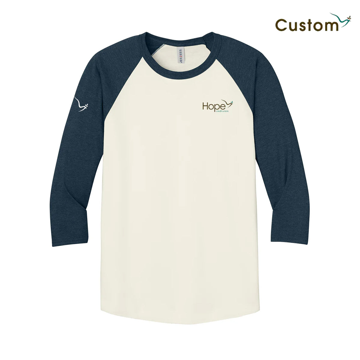 HOPE Unisex Premium Blend Combed Ring Spun 3/4-Sleeve Raglan Tee