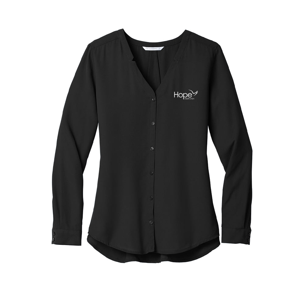 HCU Ladies Long Sleeve Button-Front Blouse