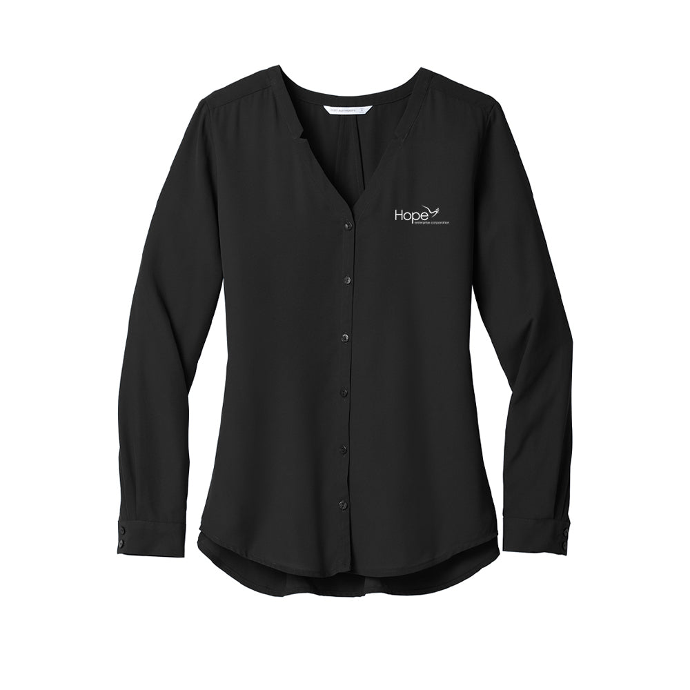 HCU Ladies Long Sleeve Button-Front Blouse