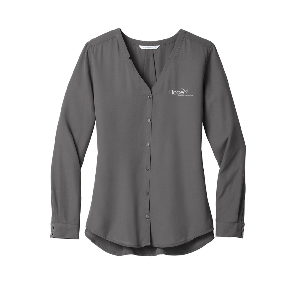 HCU Ladies Long Sleeve Button-Front Blouse